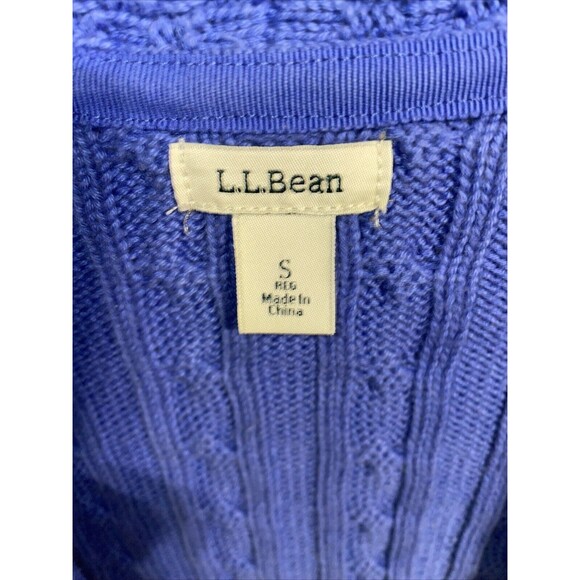 L.L. Bean Women’s Open Cardigan Size Small Blue Cable Knit Cozy Comfort Party - Picture 2 of 12